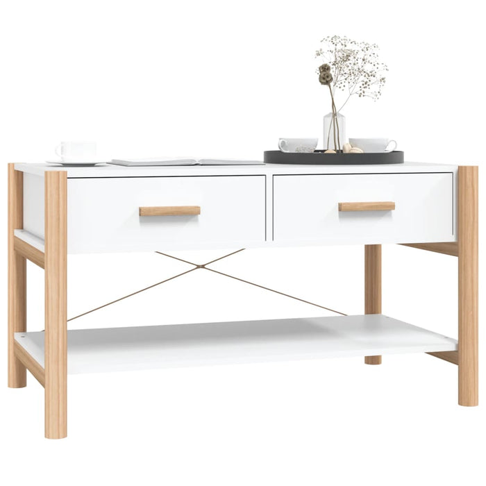 Tavolino da Salotto Bianco 82x38x45 cm in Legno Multistrato 345663