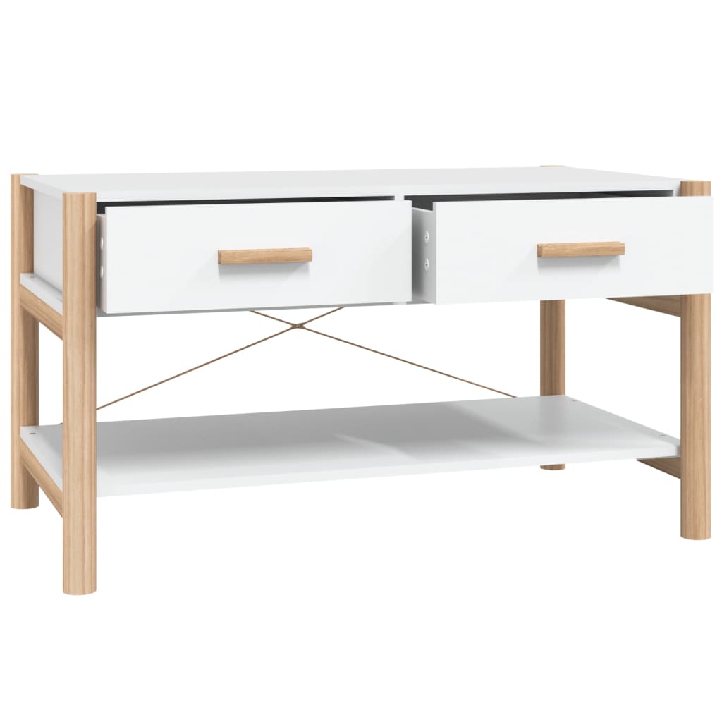 Tavolino da Salotto Bianco 82x38x45 cm in Legno Multistrato