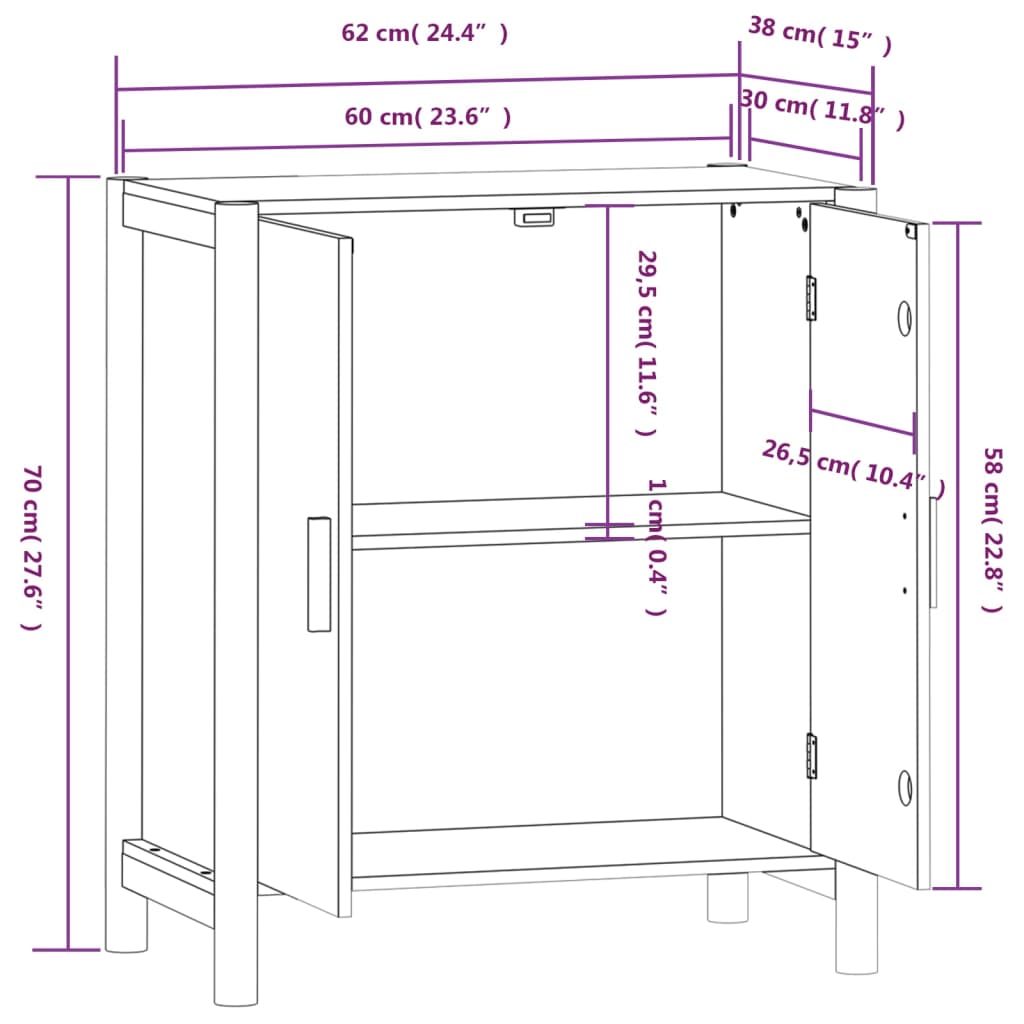 Credenza Bianca 62x38x70 cm in Legno Multistrato cod mxl 27732