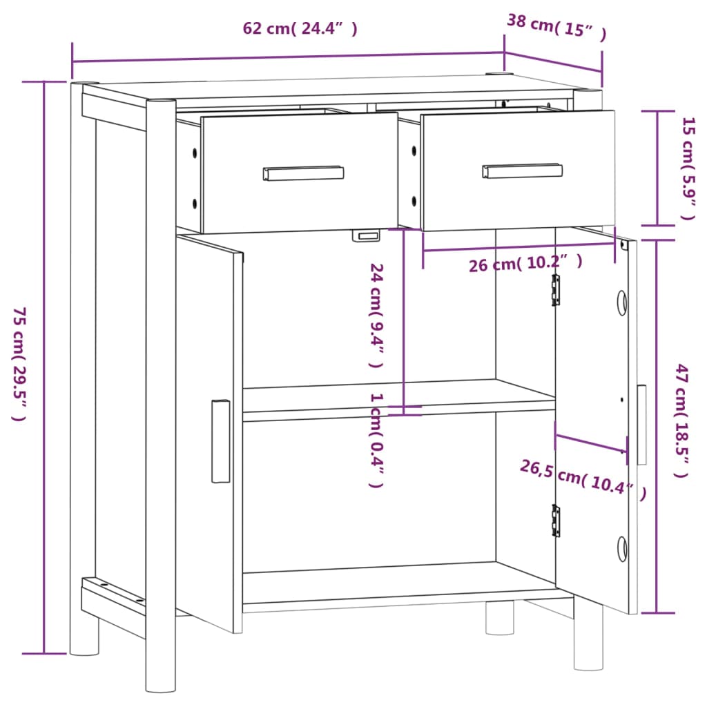 Credenza Bianca 62x38x75 cm in Legno Multistrato