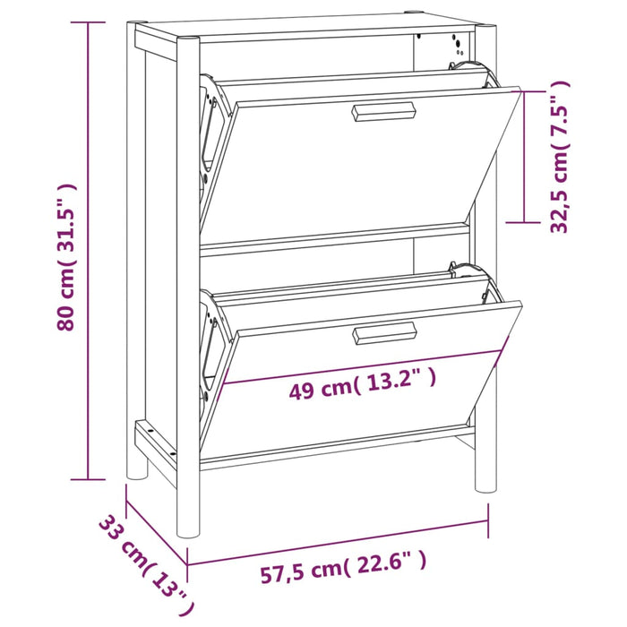 Scarpiera 57,5x33x80 cm in Legno Multistrato 345686