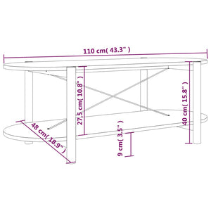 Tavolino da Salotto Nero 110x48x40 cm in Legno Multistrato