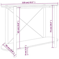 Tavolino Consolle Bianco 110x38x75 cm in Legno Multistrato