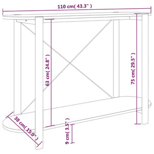 Tavolino Consolle Bianco 110x38x75 cm in Legno Multistrato