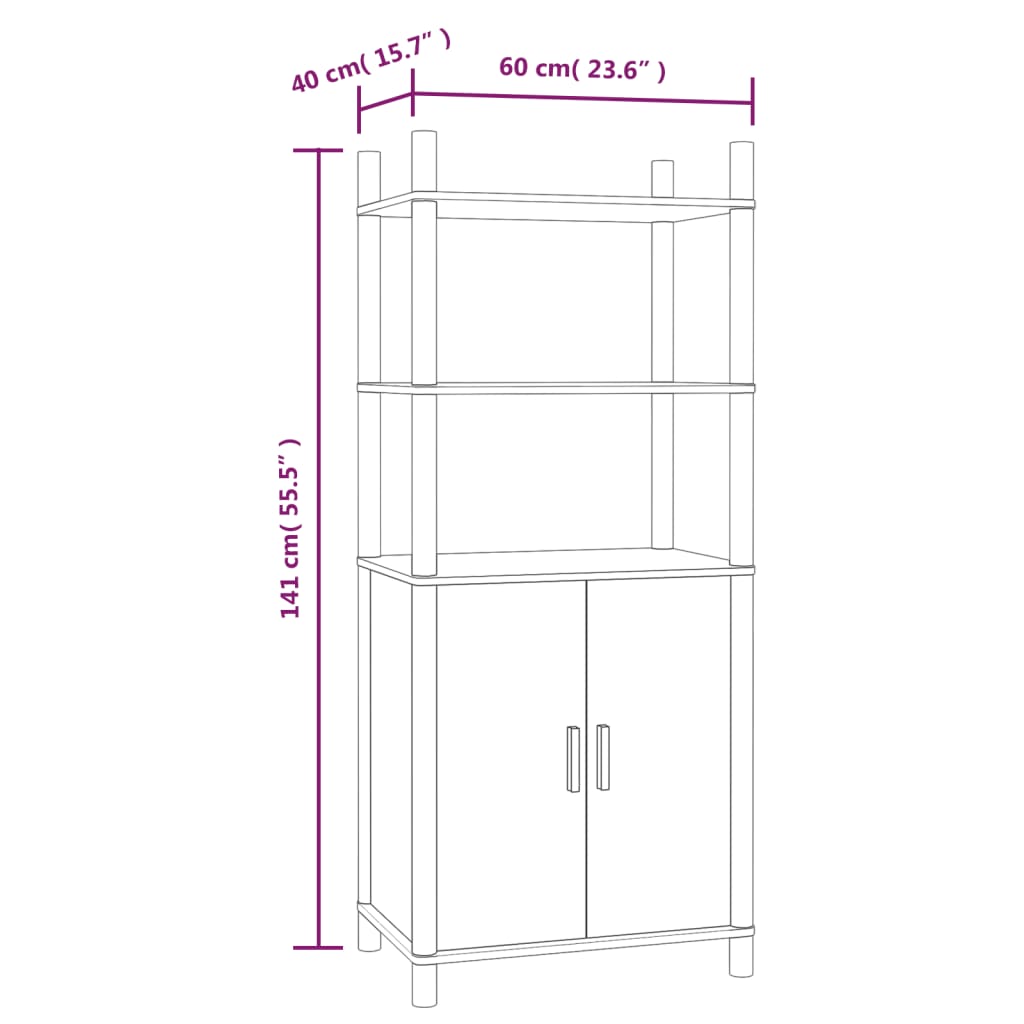 Credenza Bianca 60x40x141 cm in Legno Multistrato 345693