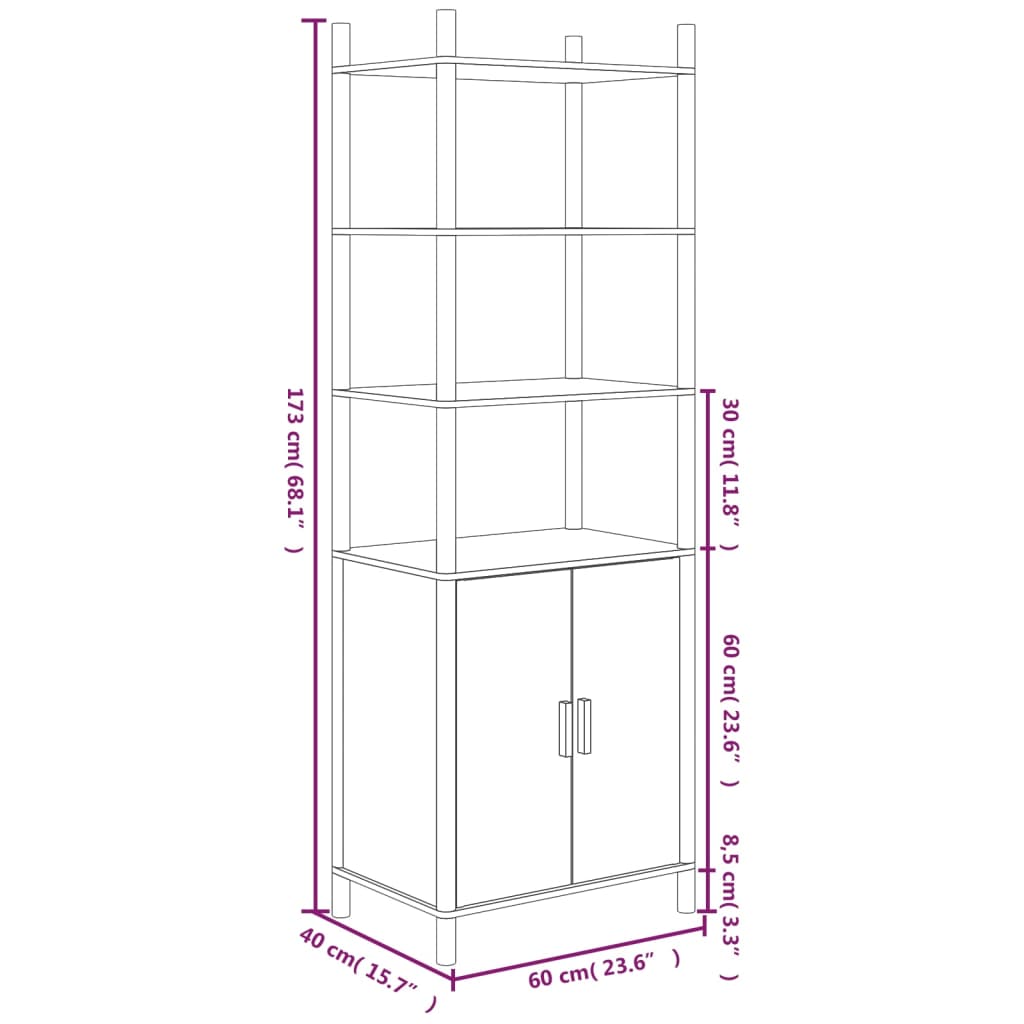 Credenza Bianca 60x40x173 cm in Legno Multistrato