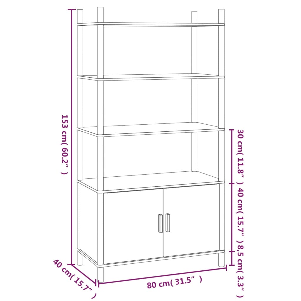 Credenza Bianca 80x40x153 cm in Legno Multistrato 345702