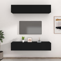 Mobili Porta TV Neri 4 pz 80x30x30 cm in Legno Multistrato cod mxl 13243