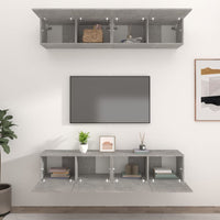 Mobili TV 4 pz Grigio Cemento 80x30x30 cm in Legno Multistrato cod mxl 20218