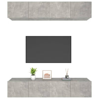 Mobili TV 4 pz Grigio Cemento 80x30x30 cm in Legno Multistrato cod mxl 20218