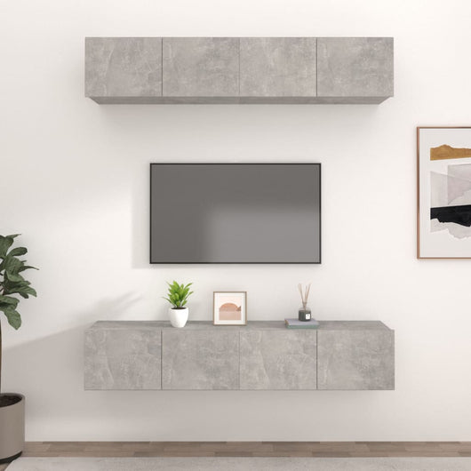 Mobili TV 4 pz Grigio Cemento 80x30x30 cm in Legno Multistrato cod mxl 20218