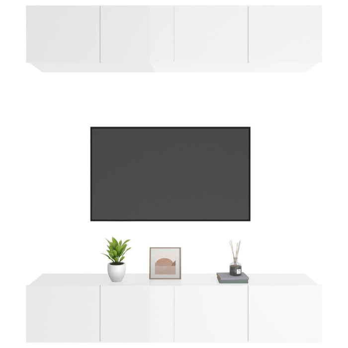 Mobili TV 4 pz Bianco Lucido 80x30x30 cm in Legno Multistrato 3114186