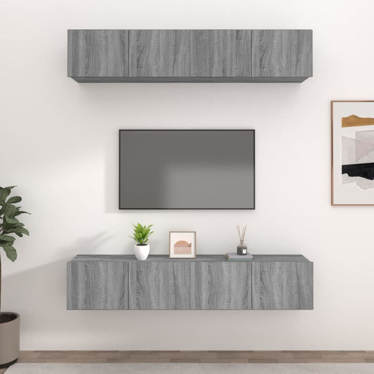 Mobili TV 4 pz Grigi Sonoma 80x30x30 cm in Legno Multistrato cod mxl 20254