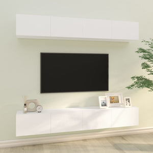 Mobili Porta TV a Parete 4 pz Bianchi 100x30x30 cm 3114190