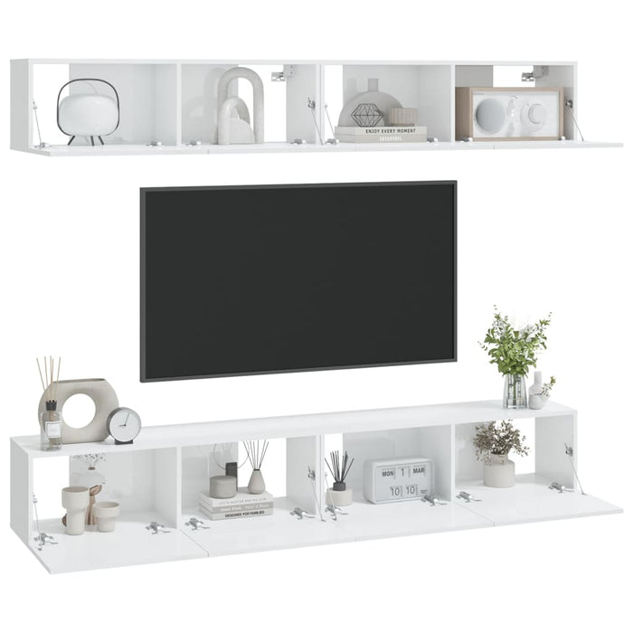 Mobili Porta TV a Parete 4 pz Bianco Lucido 100x30x30 cm cod mxl 64730