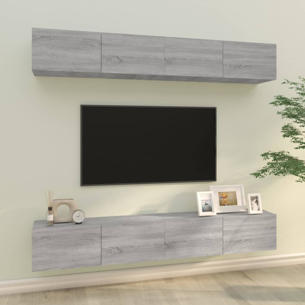 Mobili Porta TV a Parete 4 pz Grigio Sonoma 100x30x30 cm cod mxl 20693