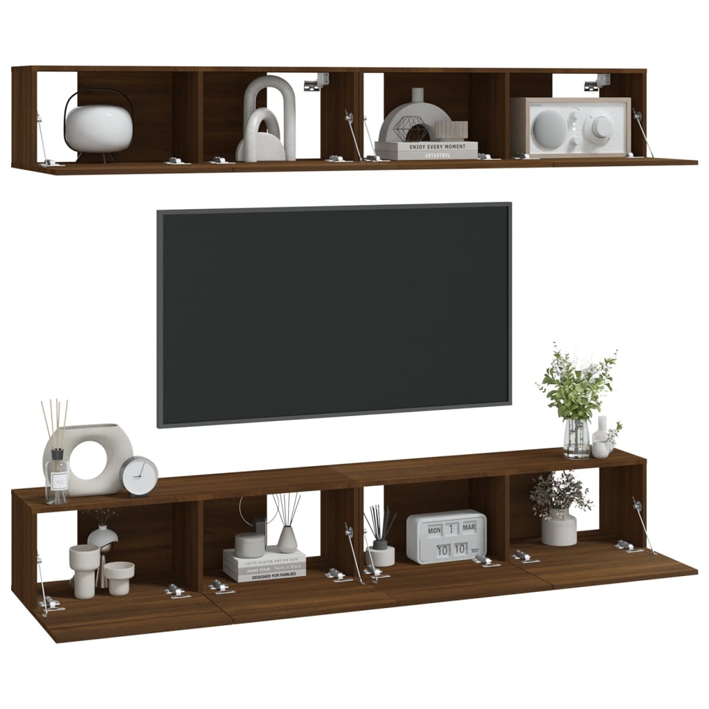 Mobili Porta TV a Parete 4 pz Rovere Marrone 100x30x30 cm 3114197