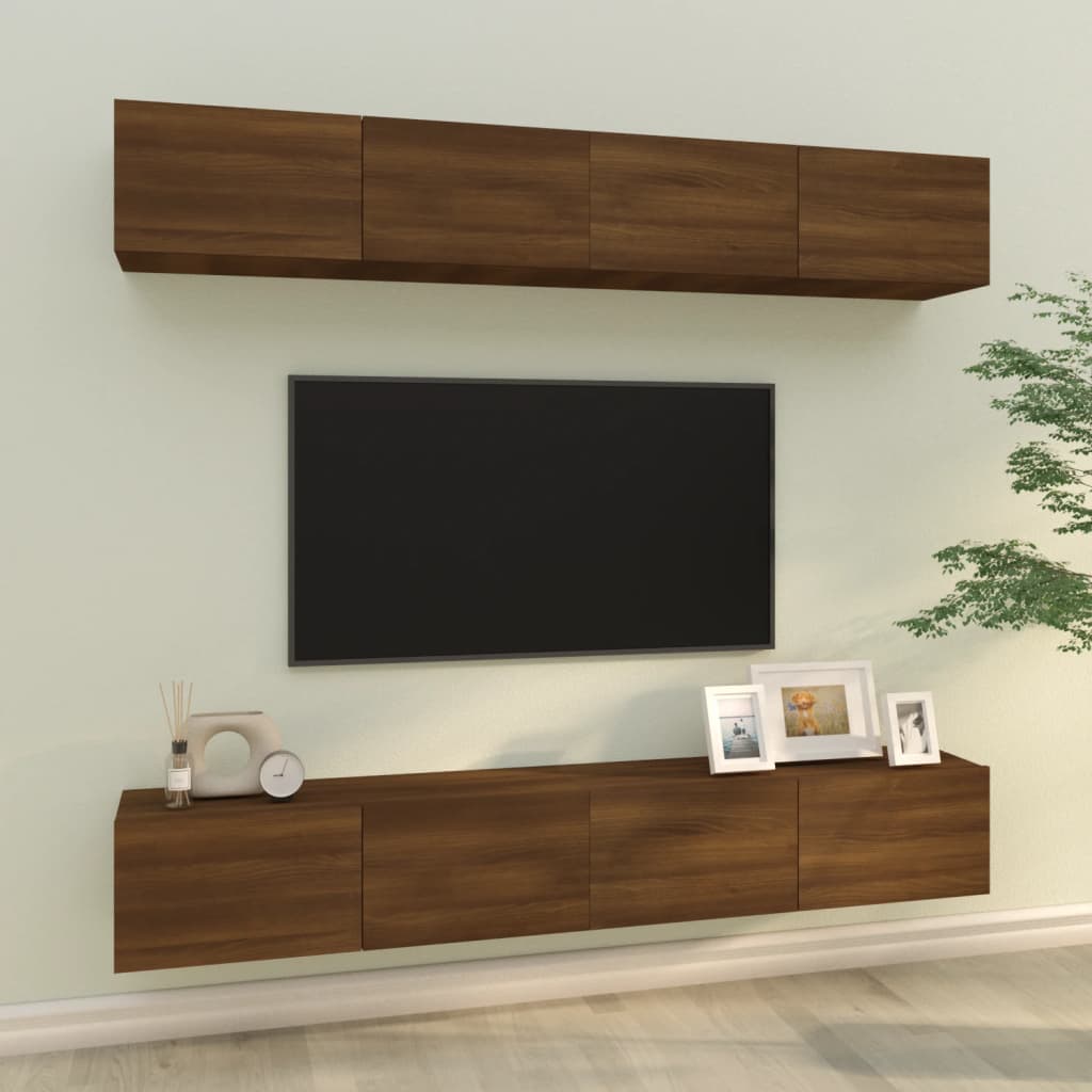 Mobili Porta TV a Parete 4 pz Rovere Marrone 100x30x30 cm 3114197