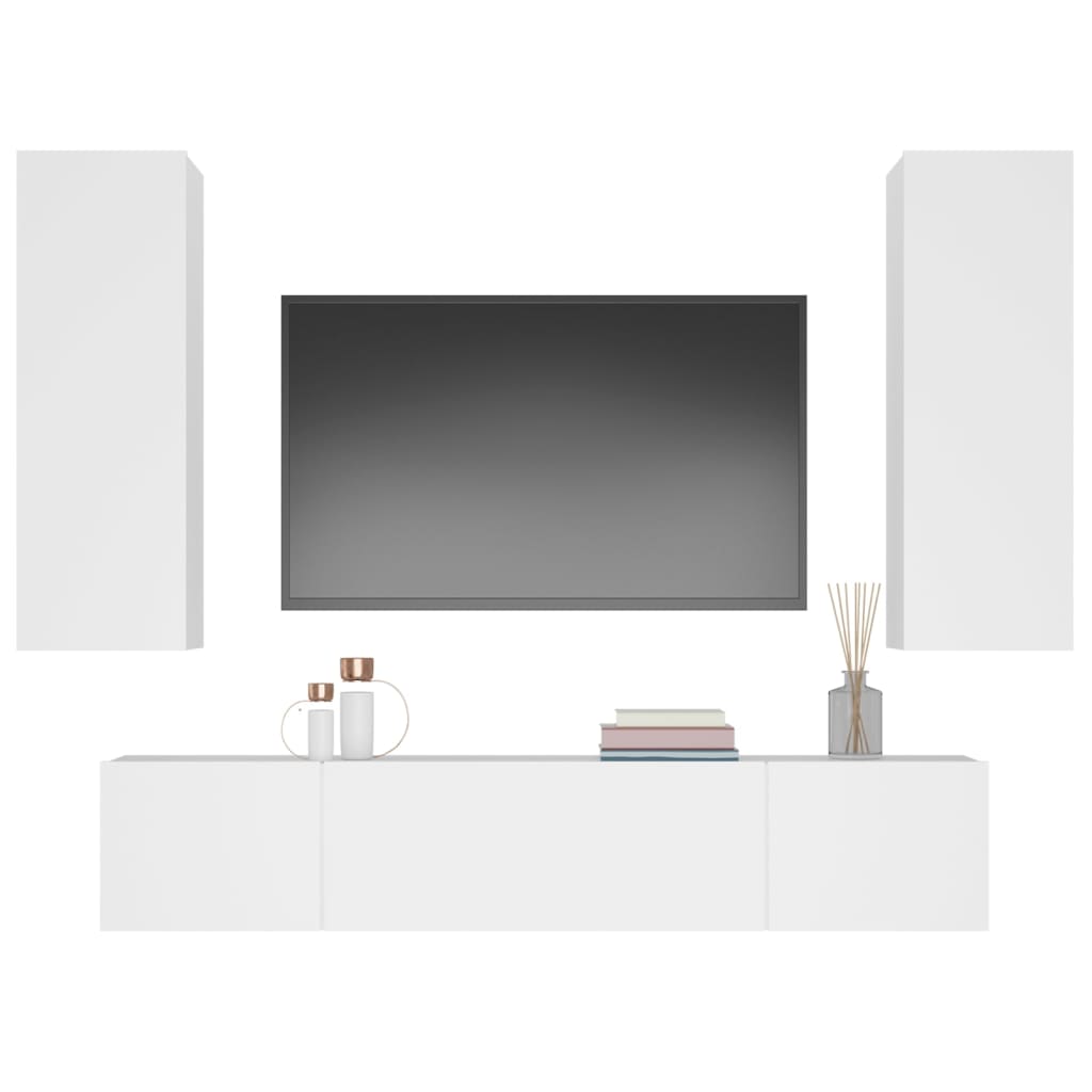 Set di Mobili Porta TV 4 pz Bianco in Legno Multistrato 3114198