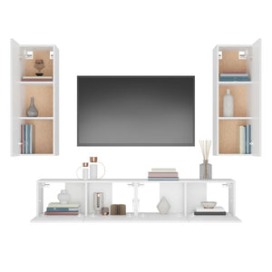 Set di Mobili Porta TV 4 pz Bianco in Legno Multistrato 3114198