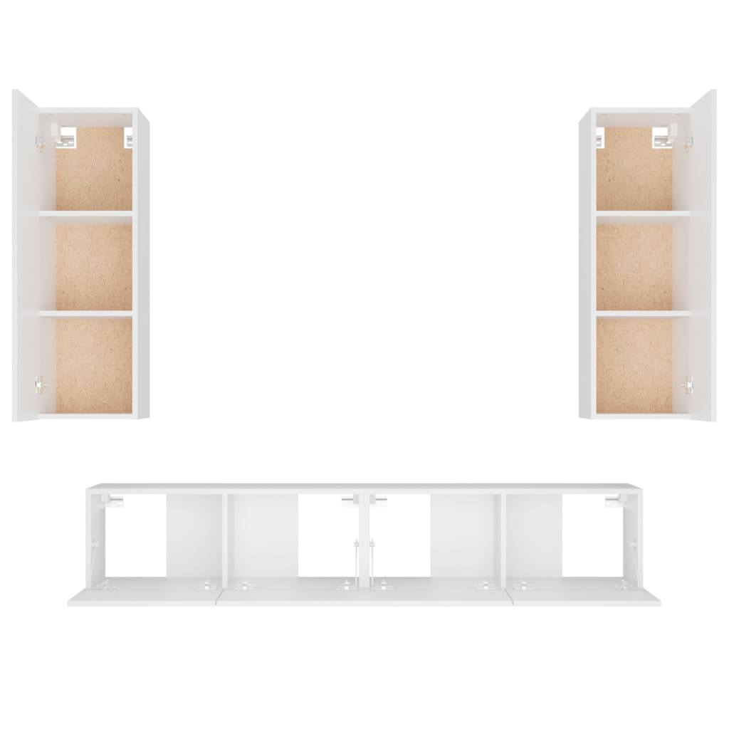 Set di Mobili Porta TV 4 pz Bianco in Legno Multistrato 3114198