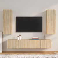 Set di Mobili Porta TV 4 pz Rovere Sonoma in Legno Multistrato cod mxl 11939