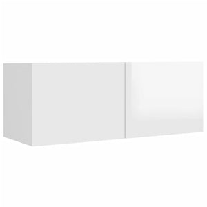 Set di Mobili Porta TV 4 pz Bianco Lucido in Legno Multistrato 3114202