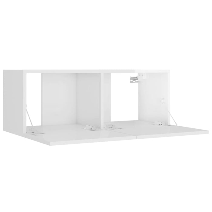 Set di Mobili Porta TV 4 pz Bianco Lucido in Legno Multistrato 3114202