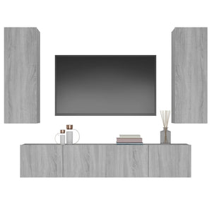 Set di Mobili Porta TV 4 pz Grigio Sonoma in Legno Multistrato cod mxl 20258