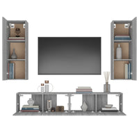 Set di Mobili Porta TV 4 pz Grigio Sonoma in Legno Multistrato cod mxl 20258