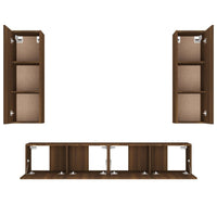 Set Mobili Porta TV 4 pz Rovere Marrone in Legno Multistrato 3114205