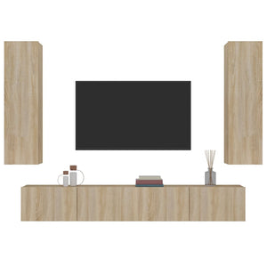 Set di Mobili Porta TV 4 pz Rovere Sonoma in Legno Multistrato 3114208