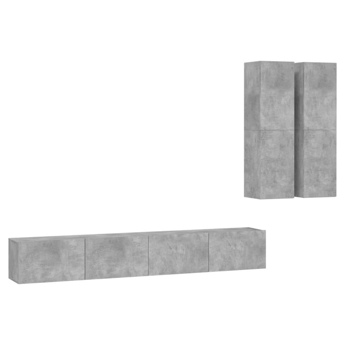 Set di Mobili Porta TV 4 pz Grigio Cemento in Legno Multistrato cod mxl 58465