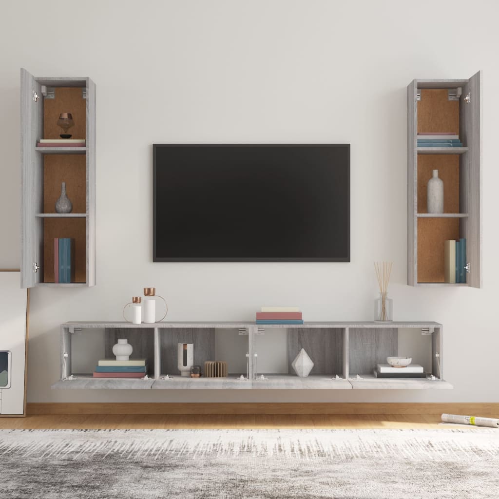 Set di Mobili Porta TV 4 pz Grigio Sonoma in Legno Multistratocod mxl 121508