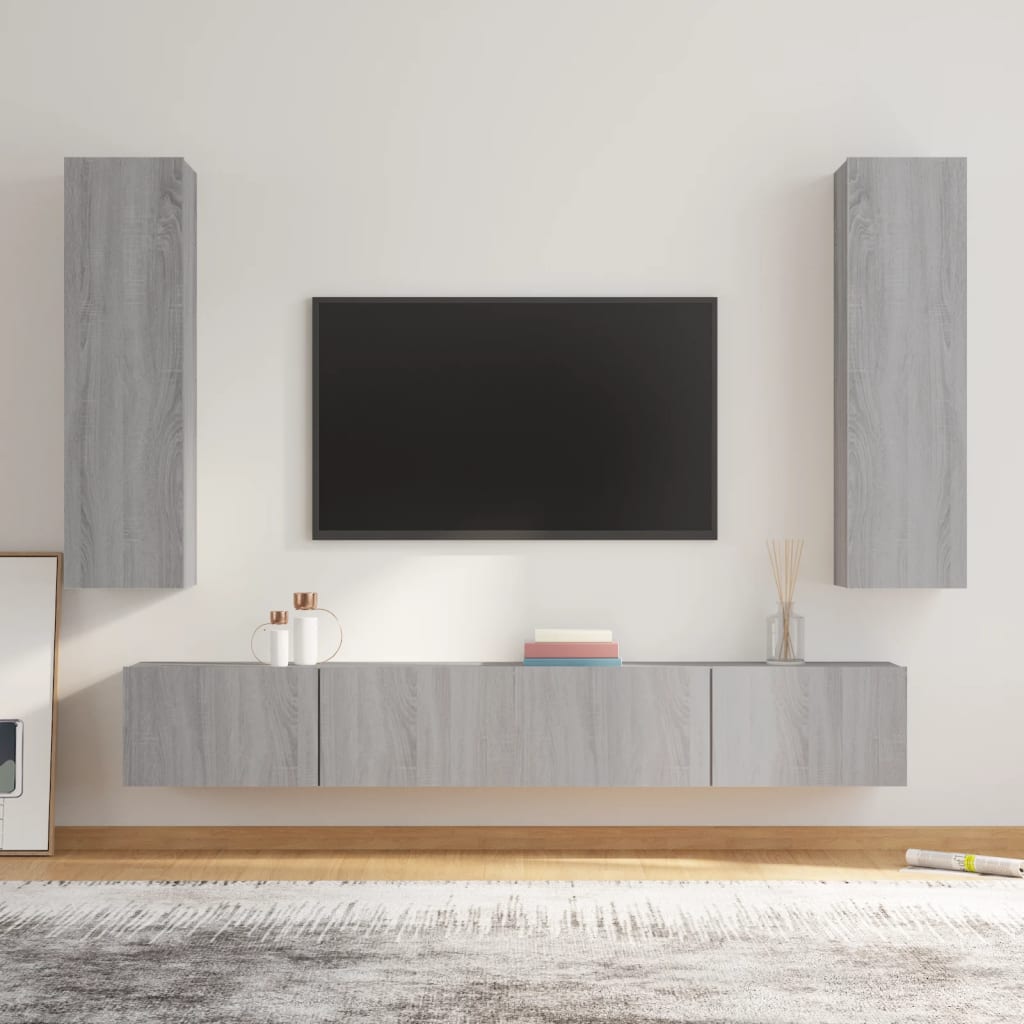 Set di Mobili Porta TV 4 pz Grigio Sonoma in Legno Multistratocod mxl 121508