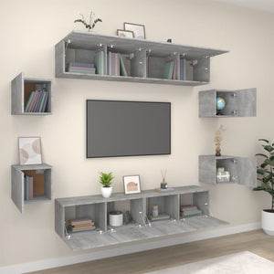 Set Mobili Porta TV 8pz Grigio Sonoma in Legno Multistrato cod mxl 20246