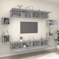 Set Mobili Porta TV 8pz Grigio Sonoma in Legno Multistrato cod mxl 20691