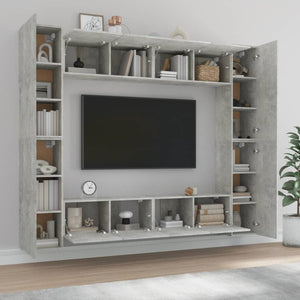 Set Mobili Porta TV 8pz Grigio Cemento in Legno Multistrato 3114233