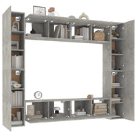 Set Mobili Porta TV 8pz Grigio Cemento in Legno Multistrato 3114233