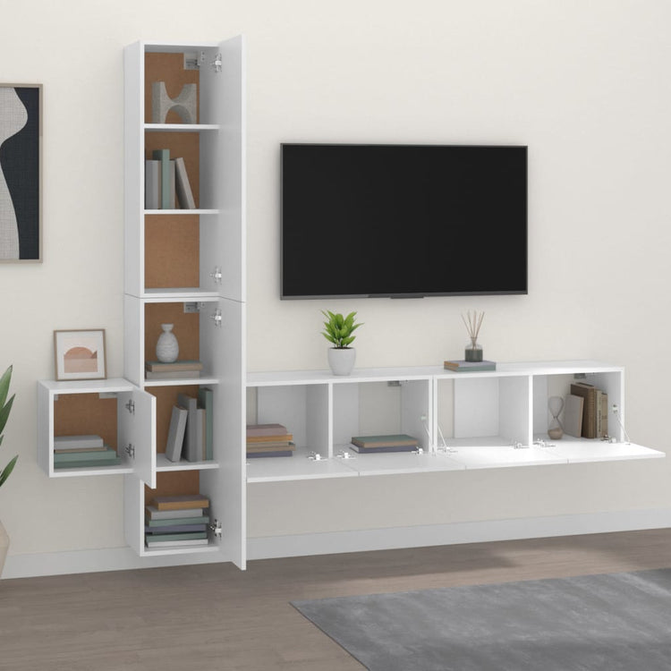 Set di Mobili Porta TV 5 pz Bianco in Legno Multistrato cod mxl 33944