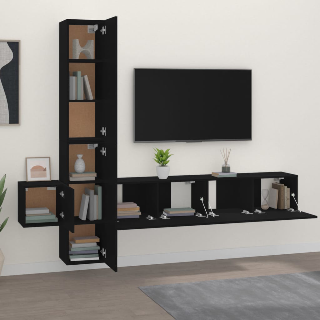 Set di Mobili Porta TV 5 pz Nero in Legno Multistrato 3114247