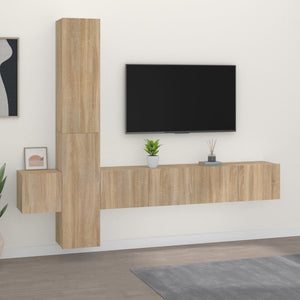 Set di Mobili Porta TV 5 pz Rovere Sonoma in Legno Multistrato cod mxl 12972