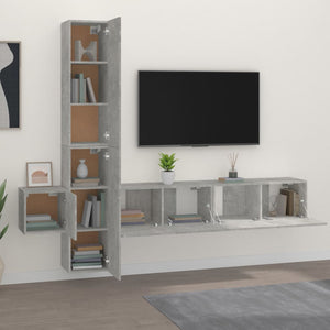 Set di Mobili Porta TV 5 pz Grigio Cemento in Legno Multistrato 3114249