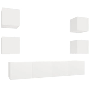 Set di Mobili Porta TV 6 pz Bianco in Legno Multistrato 3114254