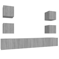 Set di Mobili Porta TV 6 pz Grigio Sonoma in Legno Multistrato 3114268