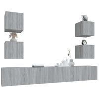 Set di Mobili Porta TV 6 pz Grigio Sonoma in Legno Multistrato 3114268