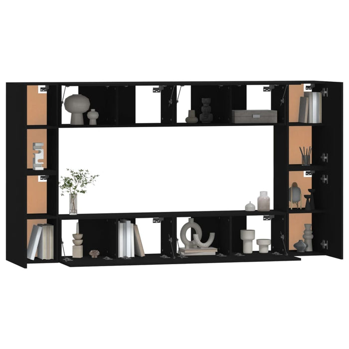 Set Mobili Porta TV 8pz Nero in Legno Multistrato cod mxl 20054