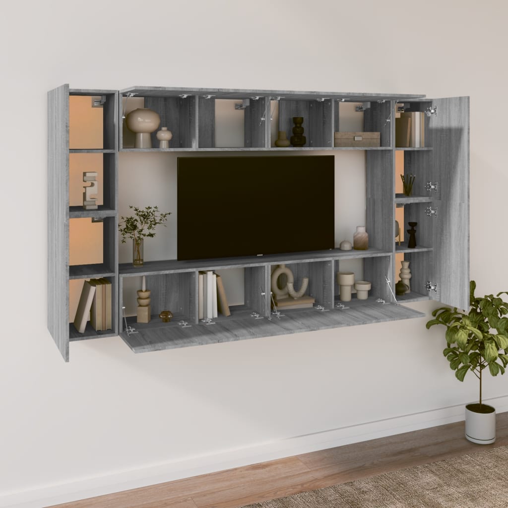 Set Mobili Porta TV 8pz Grigio Sonoma in Legno Multistrato cod mxl 20256