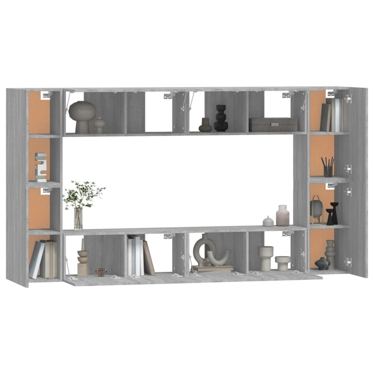 Set Mobili Porta TV 8pz Grigio Sonoma in Legno Multistrato cod mxl 20256