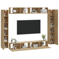 Set Mobili Porta TV 8pz Rovere Sonoma in Legno Multistrato cod mxl 65138